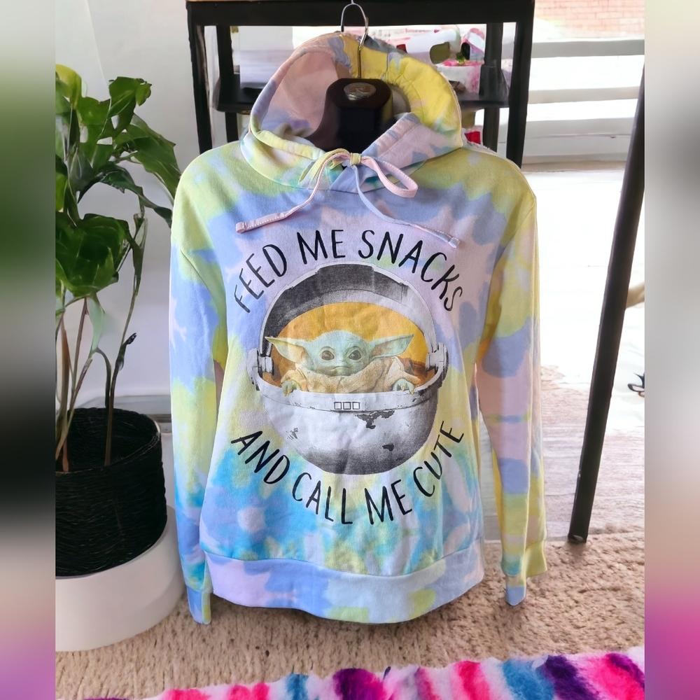 Star Wars Grogu Tie Dye Hoodie "Feed Me Snacks And Call Me Cute"